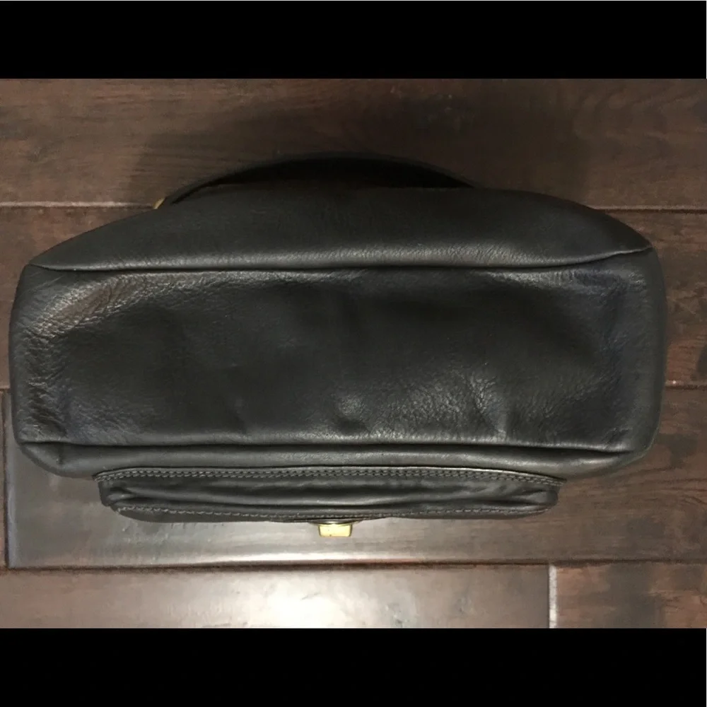 Coach Black Leather Shoulder Bag with Gold Hardware